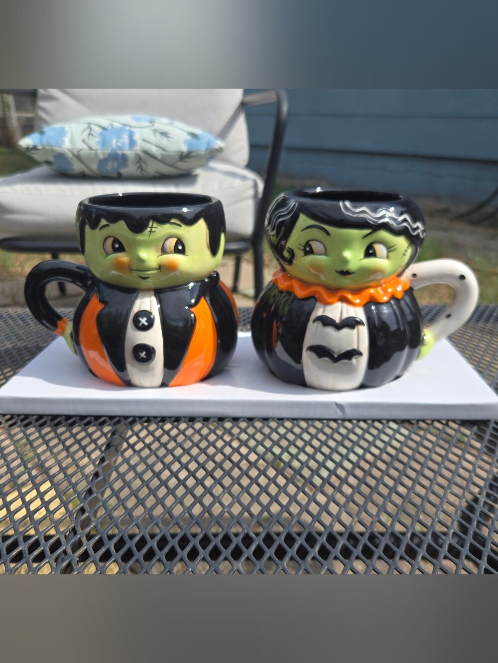 Johanna Parker Frankenstein And Bride Coffee Mug Set NIB RARE HTF